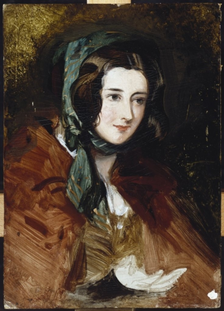 Detail of A portrait study of Lady Harriet Hamilton by Edwin Landseer