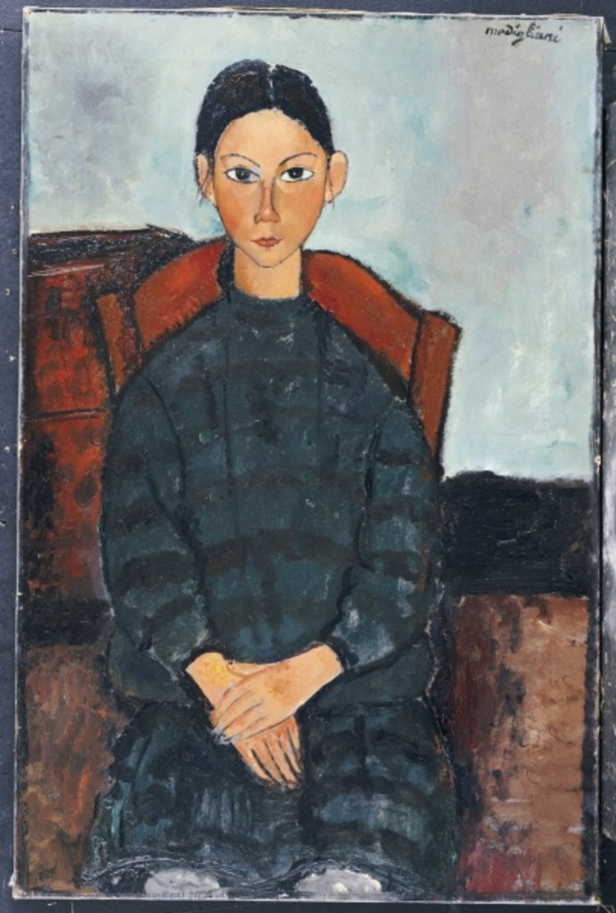 Detail of A Young Girl with a Black Overall, 1918 by Amedeo Modigliani