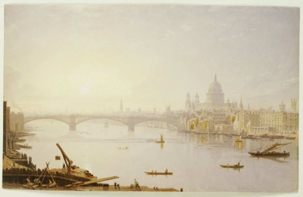 Detail of Southwark Bridge and St. Paul's Cathedral from London Bridge by George Fennel Robson