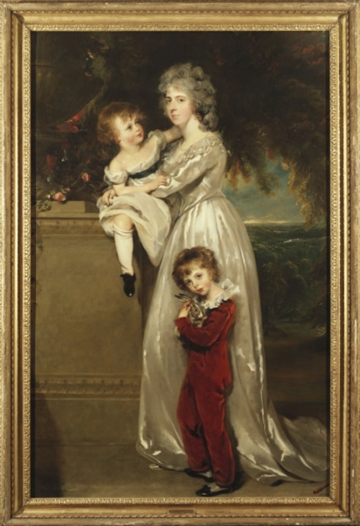 Detail of Portrait of Mrs. Annesley standing full length, in a white dress with her two children by Thomas Lawrence