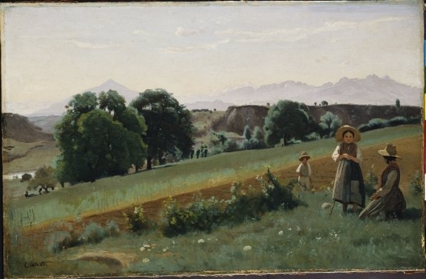 Detail of Landscape at Mornex, c.1842 by Jean Baptiste Camille Corot