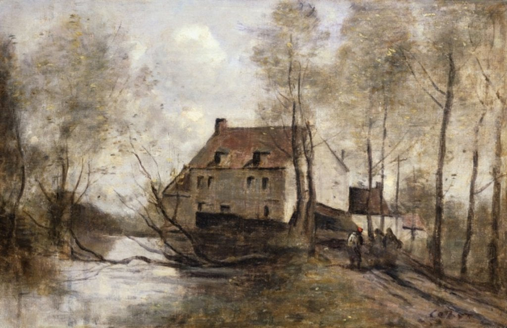 Detail of Le Moulin Brule, Planque, near Douai by Jean Baptiste Camille Corot