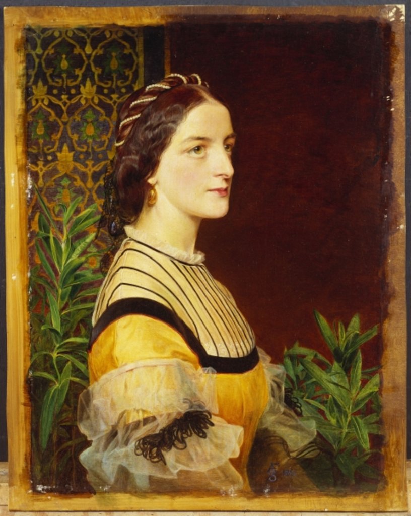 Detail of Portrait of a lady, head and shoulders, 1860 by Anthony Frederick Augustus Sandys