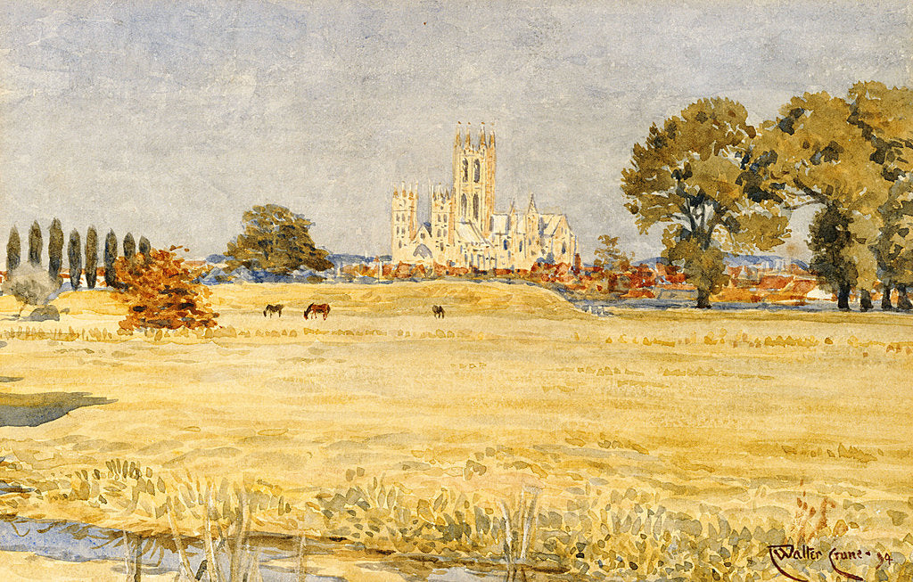 Detail of Canterbury Cathedral from the Meadows, 1894 by Walter Crane