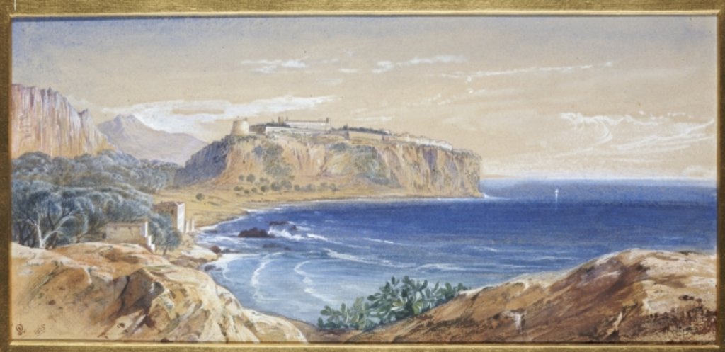 Detail of Monaco from Cap d'Ail, 1865 by Edward Lear