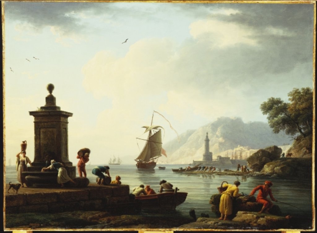 Detail of A View of the Harbour at Genoa, 1773 by Claude Joseph Vernet