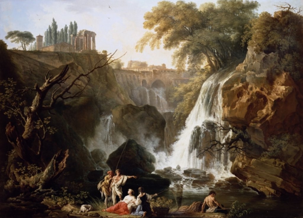 Detail of The Cascade at Tivoli by Claude Joseph Vernet