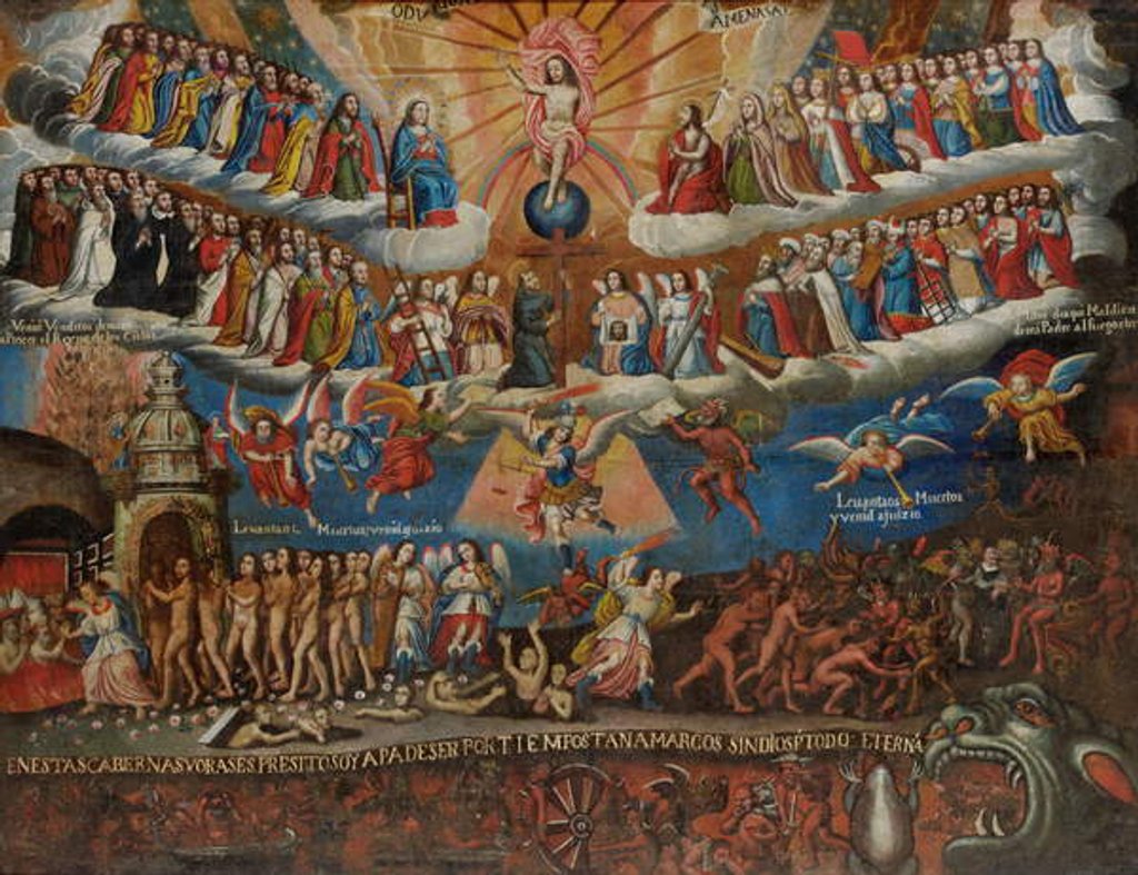 Detail of The Last Judgement, Cuzco School, late 17th century by Diego Quispe Tito