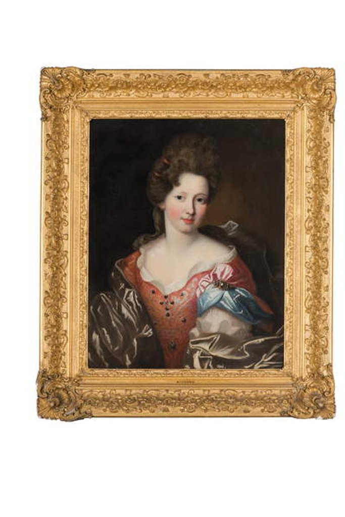 Detail of Portrait of Madame Valentinous by Pierre (follower of) Mignard