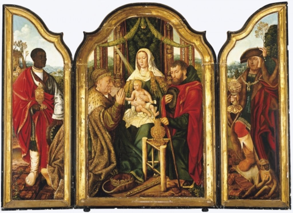 Detail of The Holy Family with Melchior offering gold to the Christ Child by Master of Frankfurt