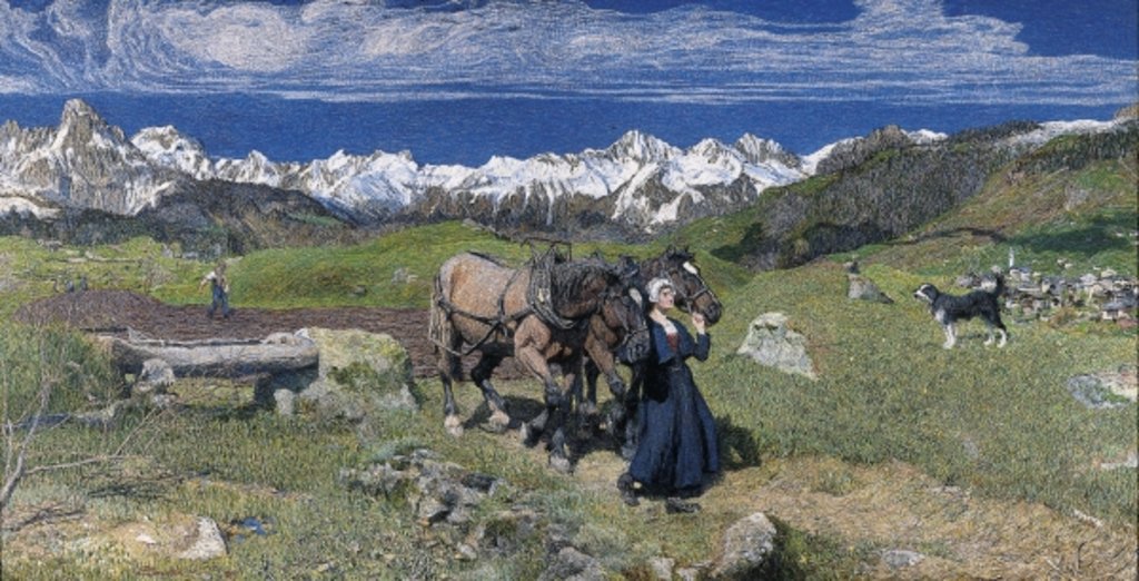 Detail of Spring in the Alps, 1897 by Giovanni Segantini
