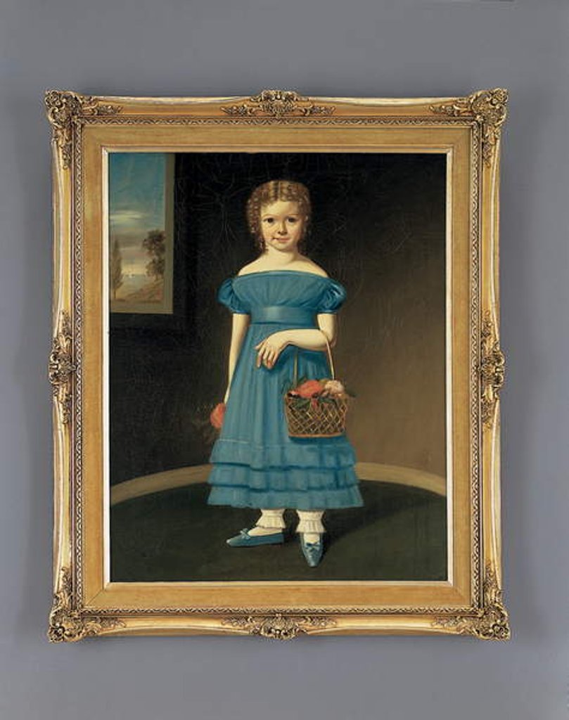 Detail of Girl with Basket of Flowers by American School