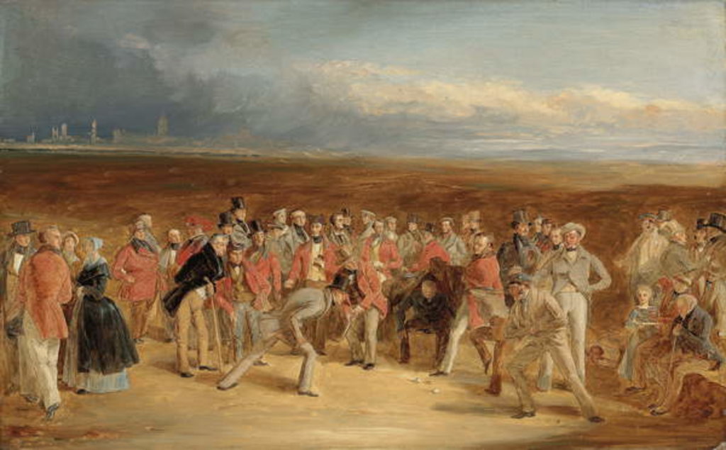 Detail of The finished sketch for The Golfers: A Grand Match by Charles Lees