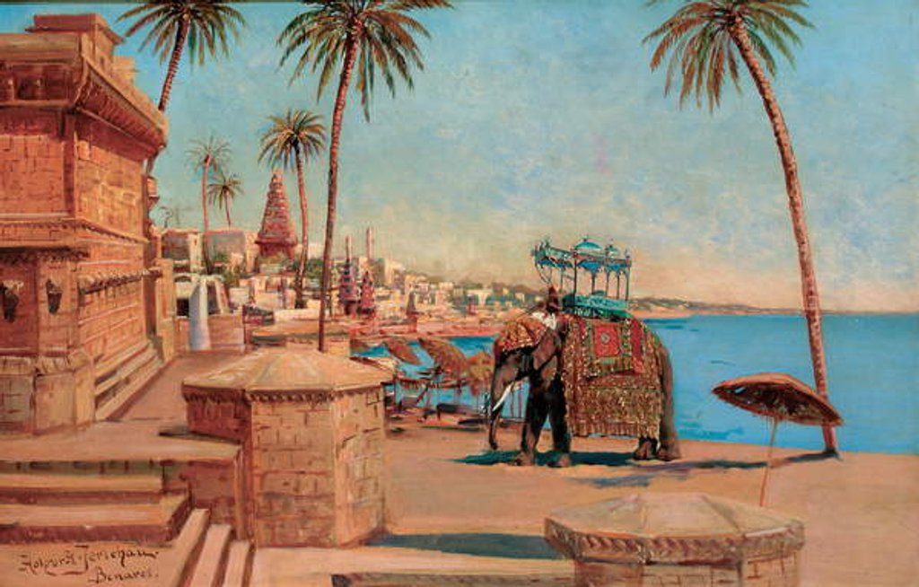 Detail of A state elephant at the Raja, Benares by Holger Hvitfeldt Jerichau