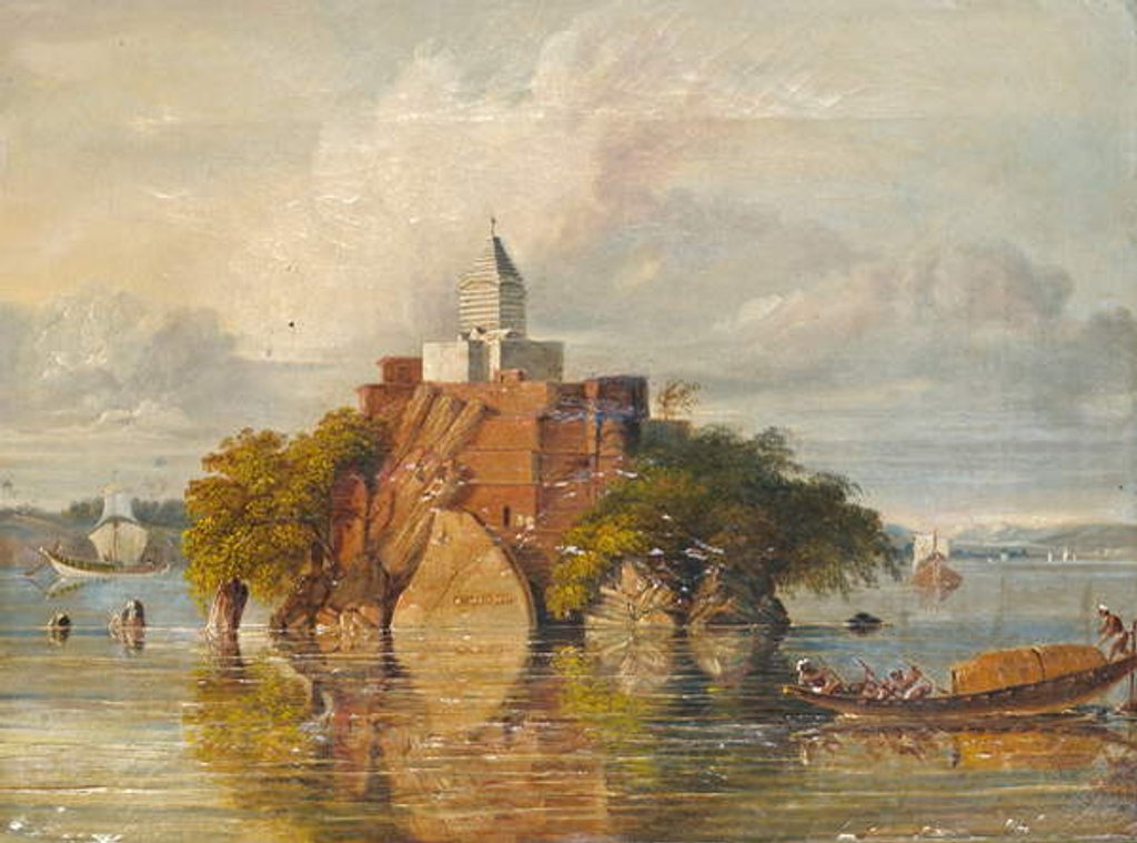 Detail of Fakeer's Rock at Janguira, near Sultanganj on the Ganges by William Prinsep