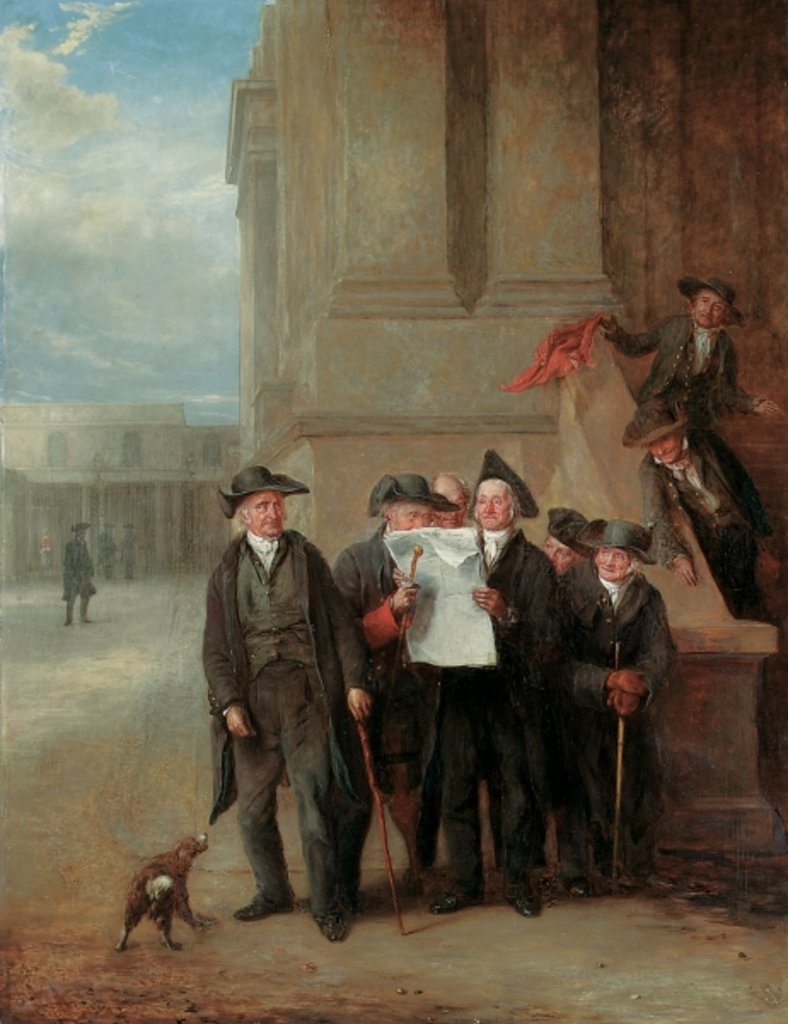 Detail of Naval Intelligence: Greenwich Pensioners Reading a Copy of The Times by Henry James Pidding