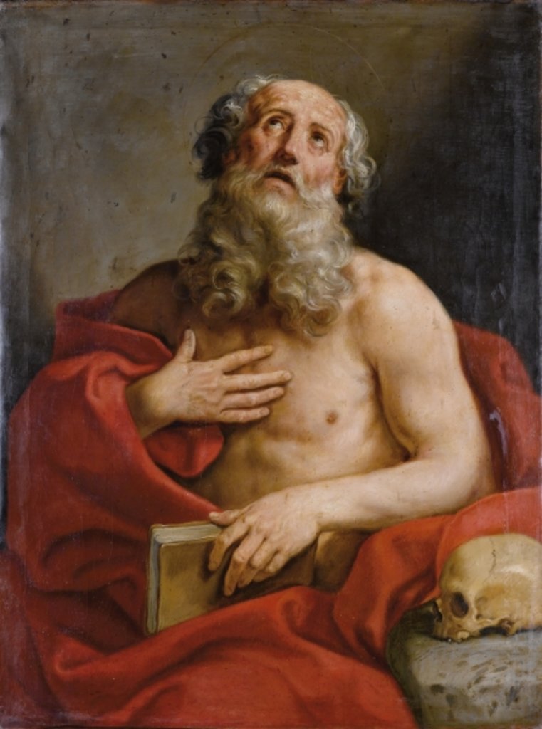 Detail of Saint Gerolamo by Giovanni Andrea Sirani