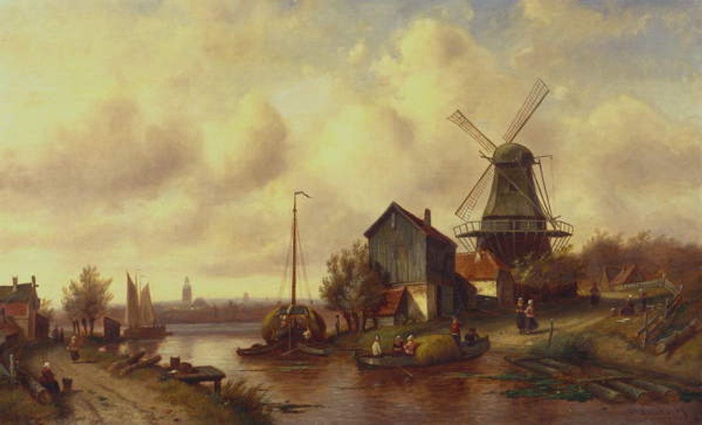 Detail of A Dutch River Village by Charles-Henri-Joseph Leickert