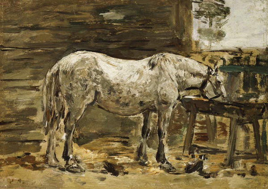 Detail of White Horse at the Drinking Trough, c.1885-90 by Eugene Louis Boudin