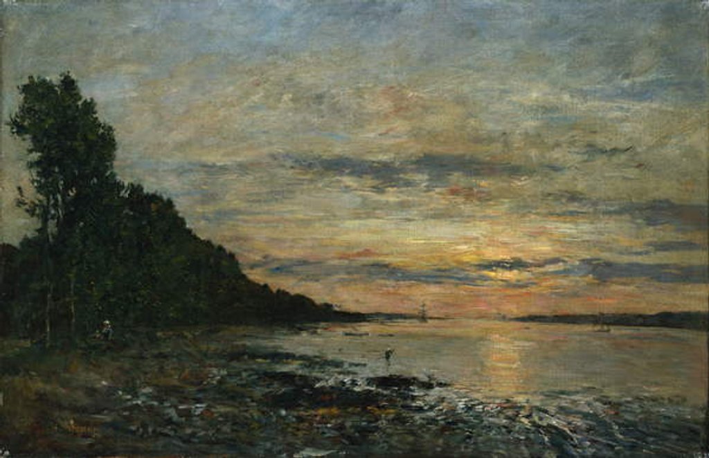 Detail of Plougastel, Sunset over the Estuary, c.1870-73 by Eugene Louis Boudin