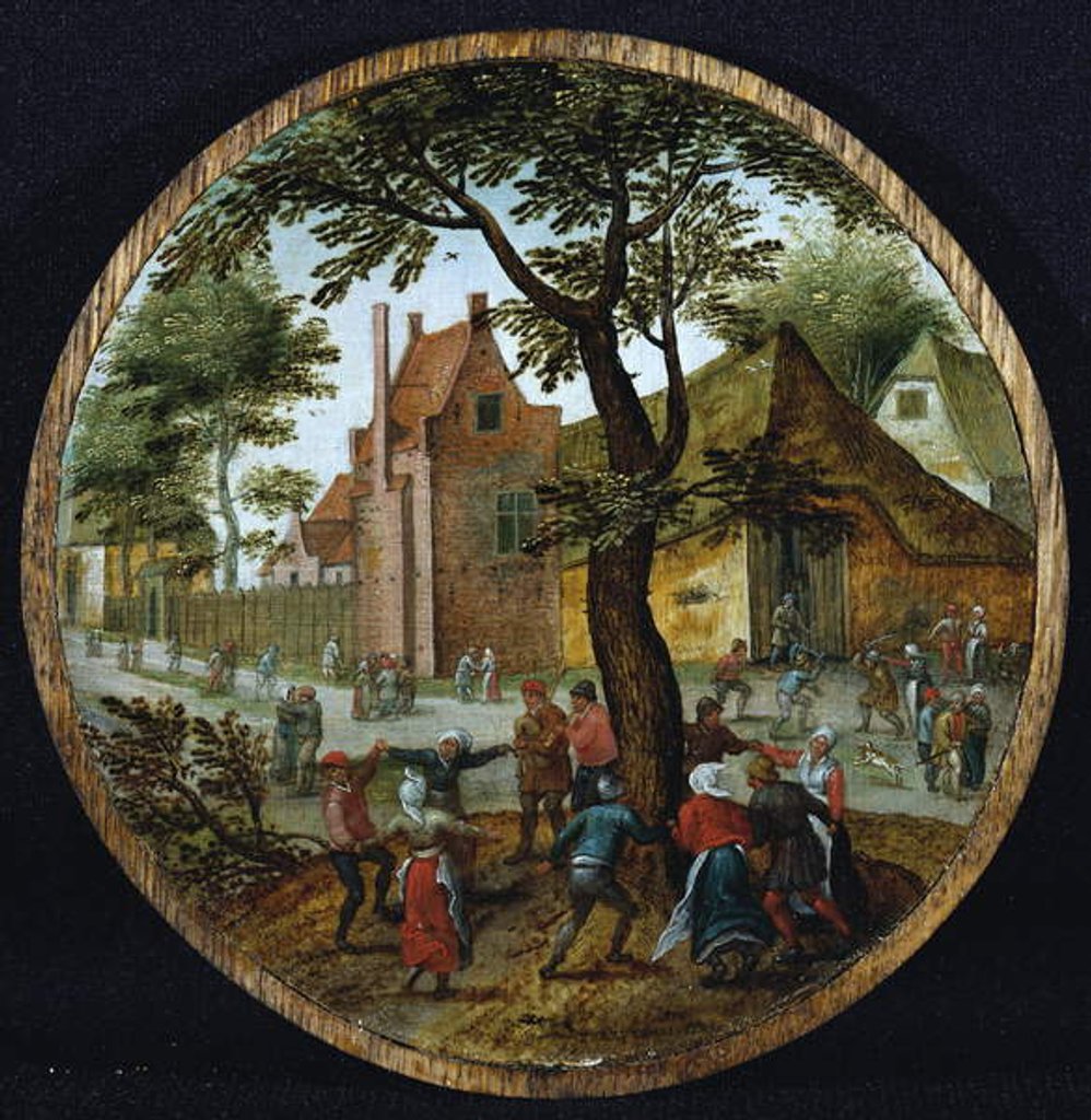 Detail of Peasants dancing around a tree in a village street, 1625 by Pieter the Younger Brueghel