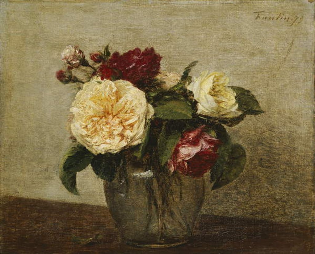Detail of Red and Yellow Roses, 1879 by Ignace Henri Jean Fantin-Latour