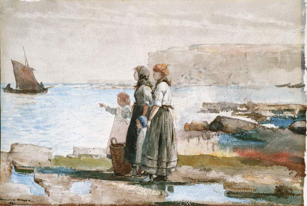 Detail of Waiting for the return of the Fishing Fleets, 1881 by Winslow Homer