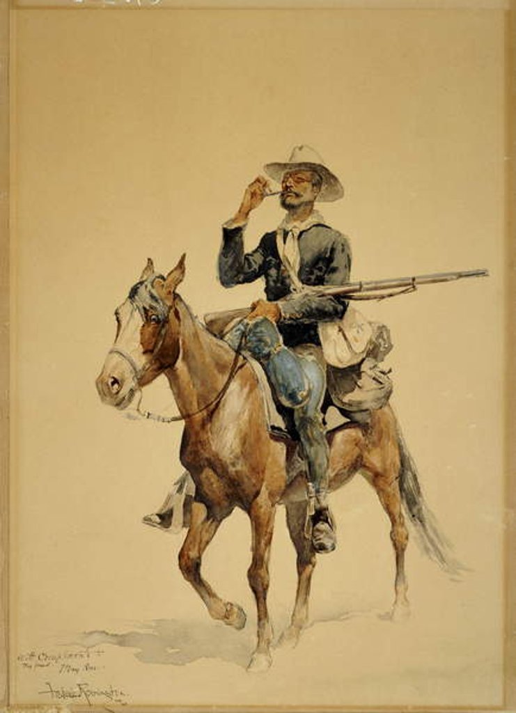 Detail of A Mounted Infantryman, 1890 by Frederic Remington