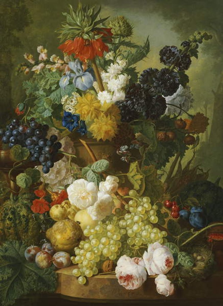 Detail of Still life of flowers and fruit by Jan van Os