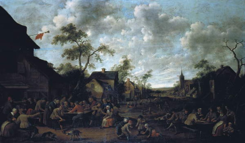 Detail of Peasants Feasting in a Village, 1661 by Joost Cornelisz Droochsloot