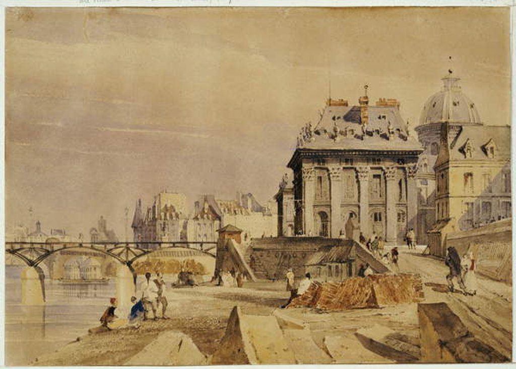 Detail of L'Institut and the Pont des Arts, Paris, 1828 by Thomas Shotter Boys