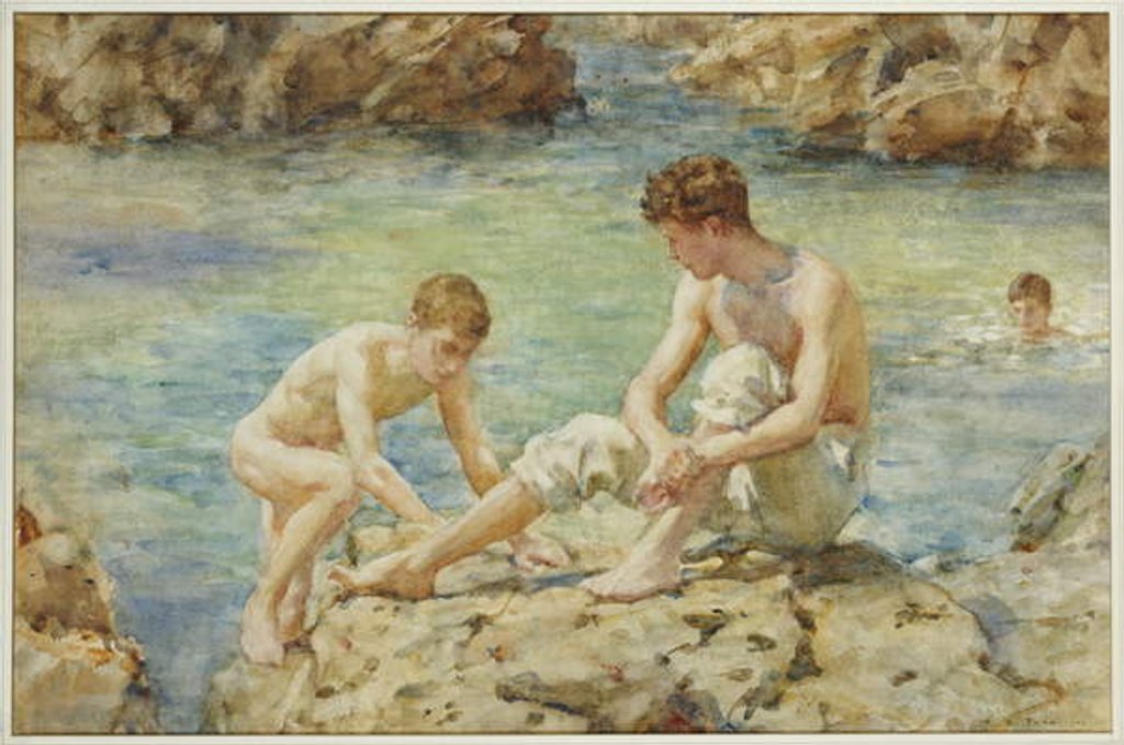 Detail of The Bathers, 1922 by Henry Scott Tuke