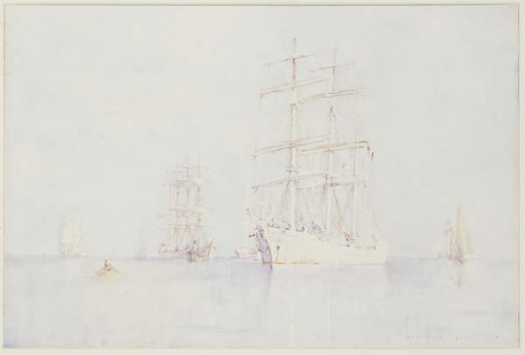 Detail of Moored Clippers, 1914 by Henry Scott Tuke