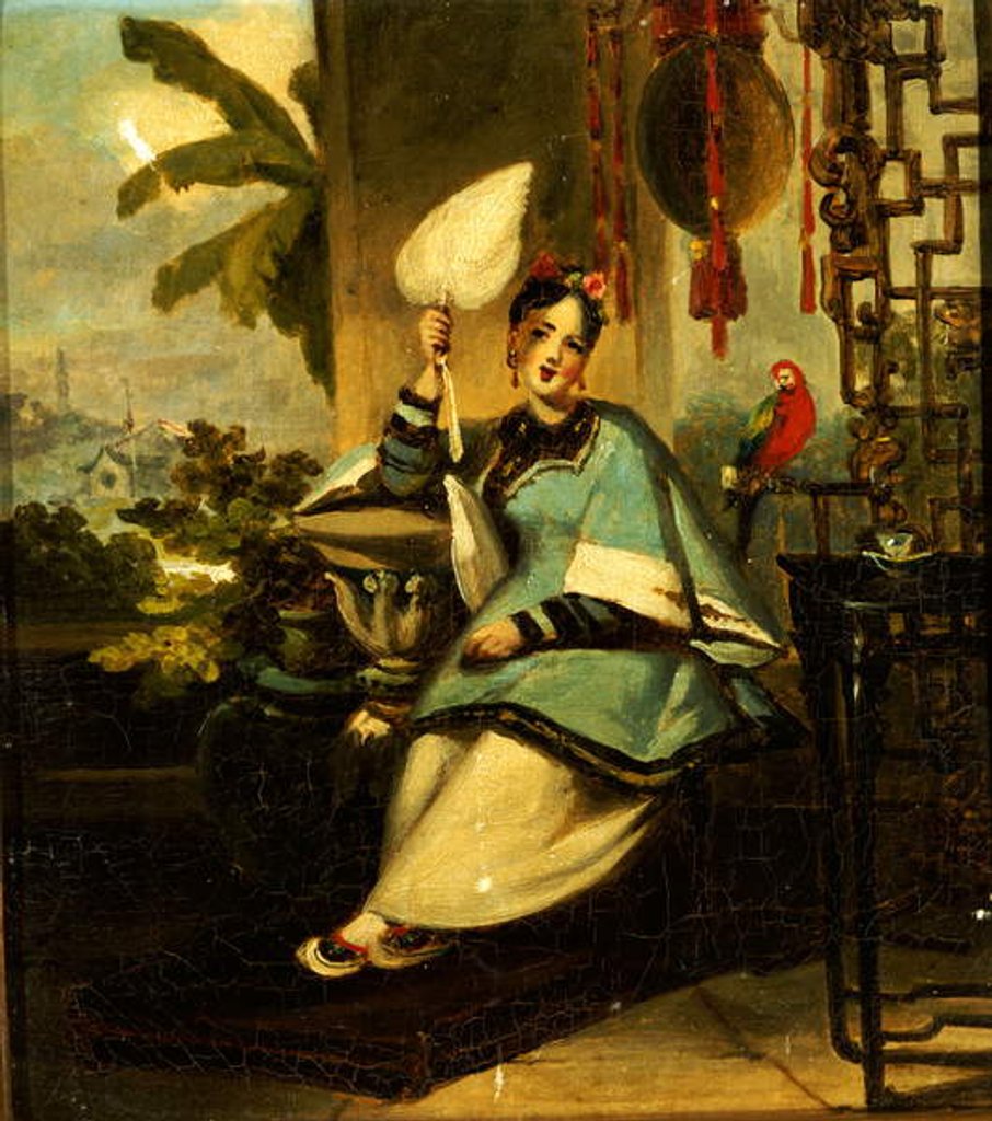 Detail of Portrait of a Girl with a Parrot by George Chinnery