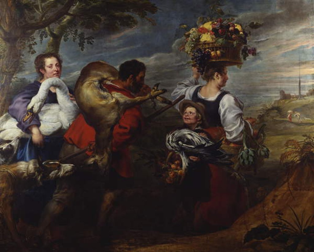 Detail of Peasants on their way to Market by Jan & Snyders Frans Boeckhorst