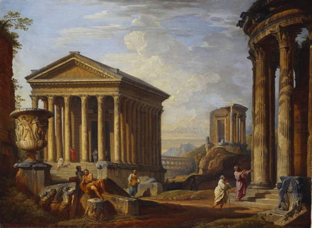 Detail of A Capriccio of Classical Ruins, 1793 by Giovanni Paolo Pannini or Panini