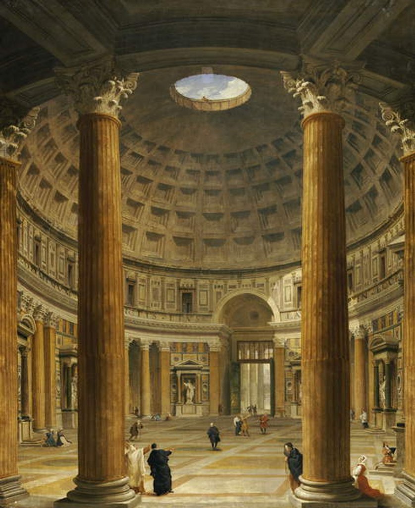 Detail of The Interior of the Pantheon, Rome, looking North from the Main Altar to the Entrance, 1732 by Giovanni Paolo Pannini or Panini