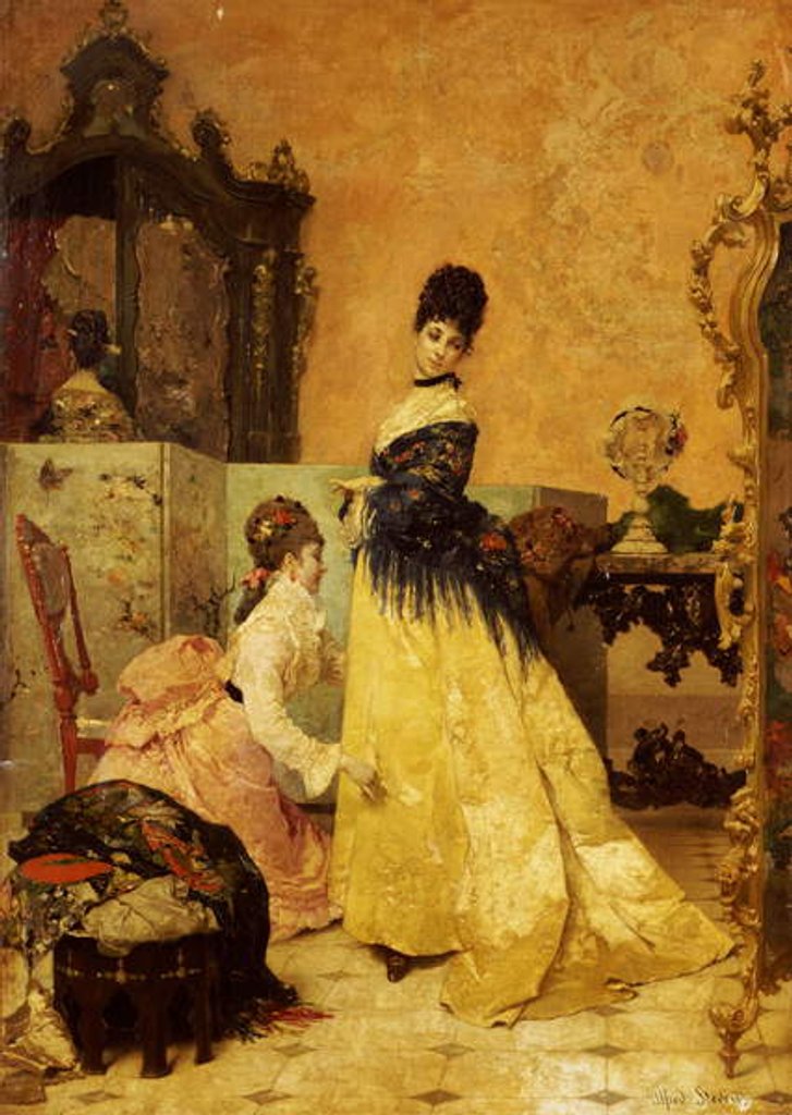 Detail of The New Dress by Alfred Emile Stevens