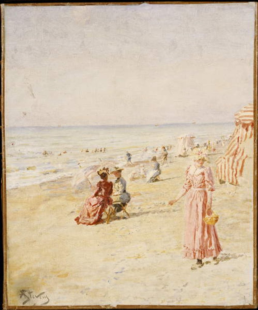 Detail of The Beach, Ostende by Alfred Emile Stevens