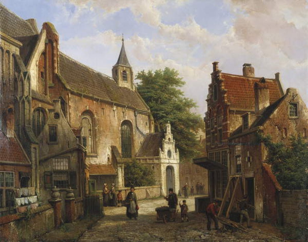 Detail of A Street Scene in Delft by Willem Koekkoek