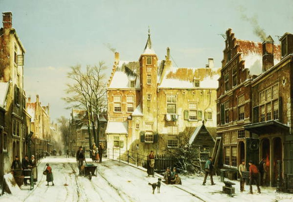 Detail of A Dutch Village in Winter by Willem Koekkoek