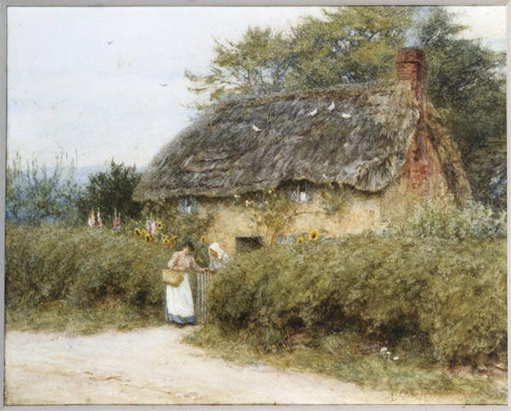 Detail of A Thatched Cottage near Peaslake, Surrey by Helen Allingham