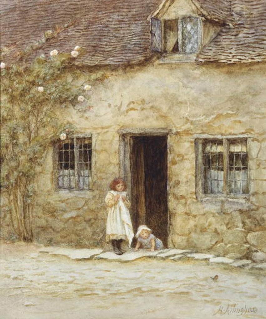 Detail of At the Cottage Door by Helen Allingham