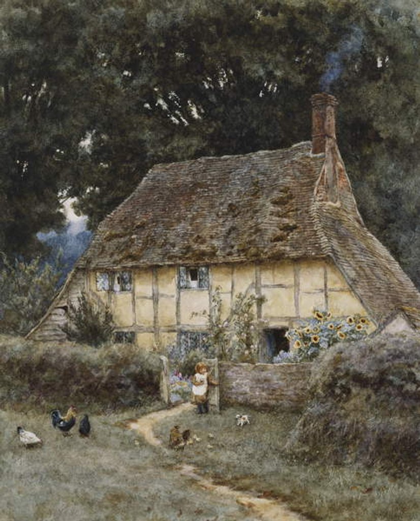 Detail of On the Brook Road, near Witley by Helen Allingham