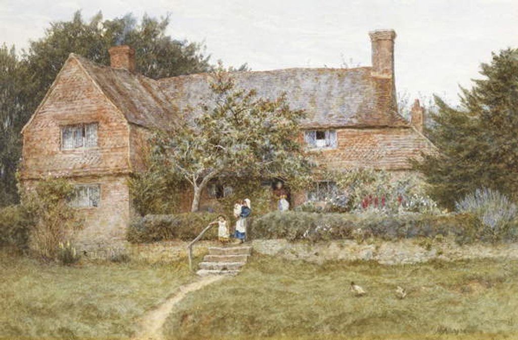 Detail of A Surrey Cottage with a Mother and her Children by Helen Allingham