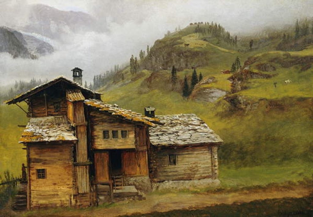 Detail of Mountain House by Albert Bierstadt