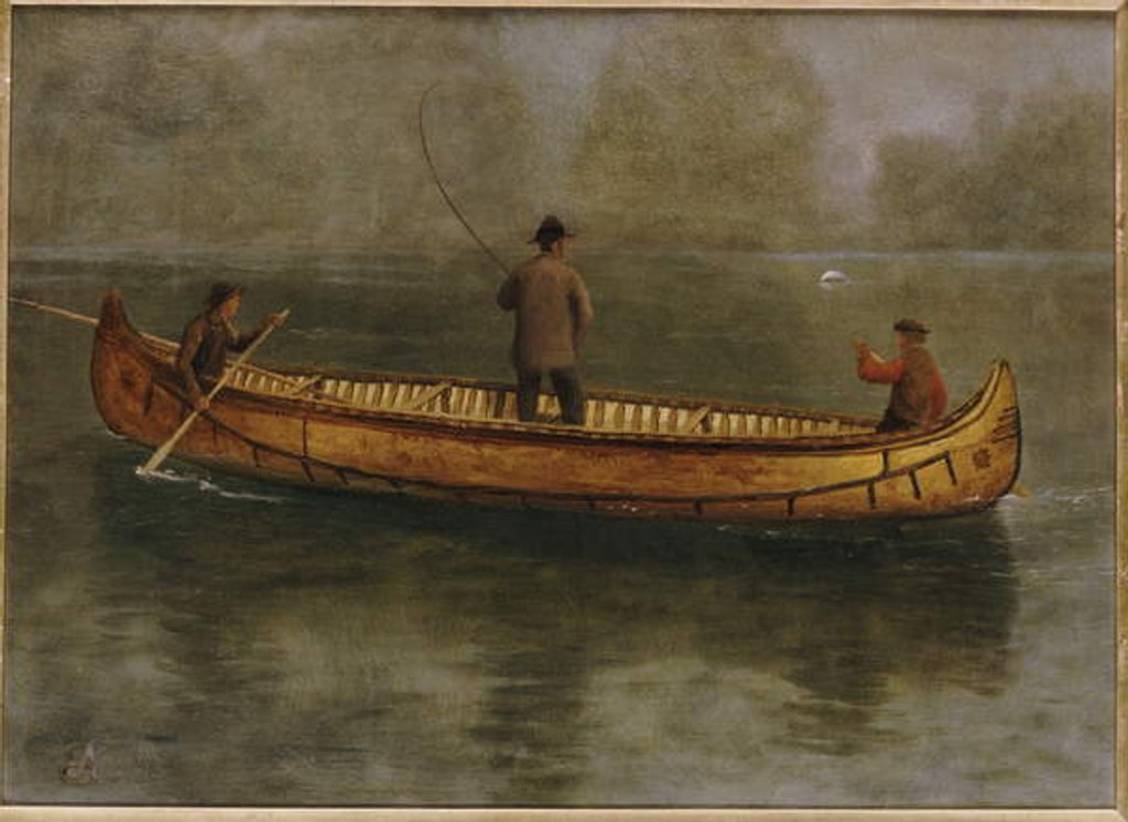 Detail of Fishing from a Canoe by Albert Bierstadt