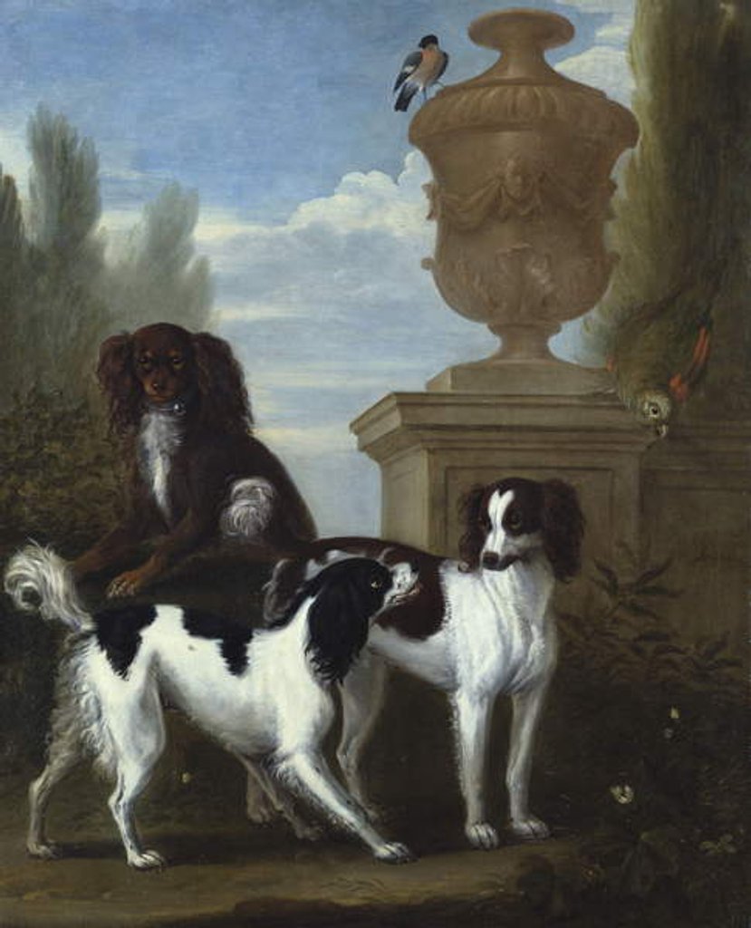 Detail of Three Spaniels by an Urn in a Wooded Landscape by John Wootton