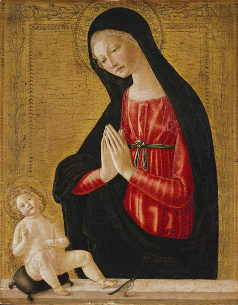 Detail of The Madonna adoring the Child by Neroccio di Landi