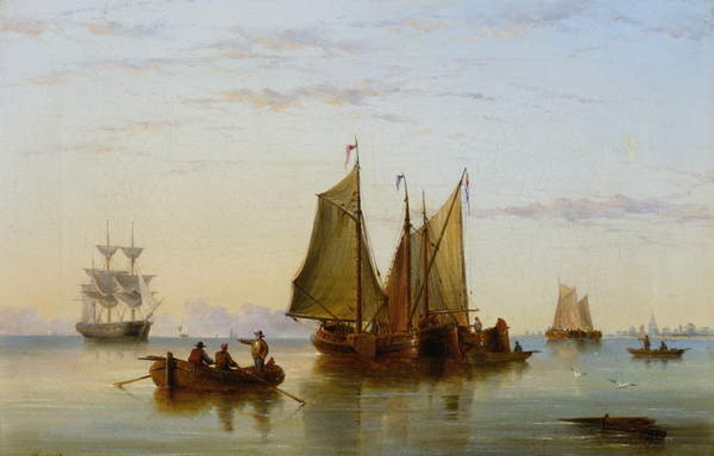 Detail of Fishing Boats and other Vessels on the Scheldt near Rotterdam, 1852 by Henry Redmore